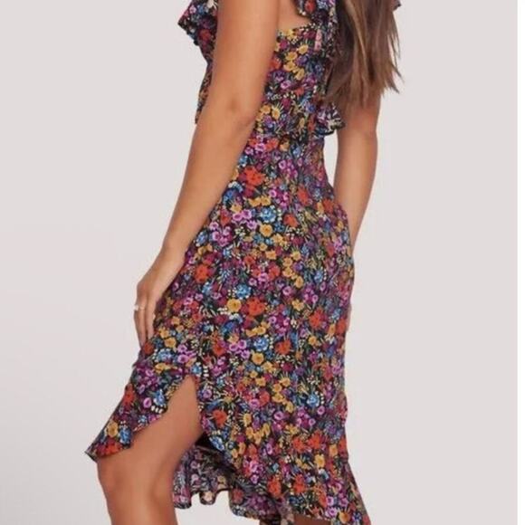 Lost + Wander Sleeveless Flora Garden Asymmetric Hem Ruffled Midi Dress XS - Picture 4 of 11